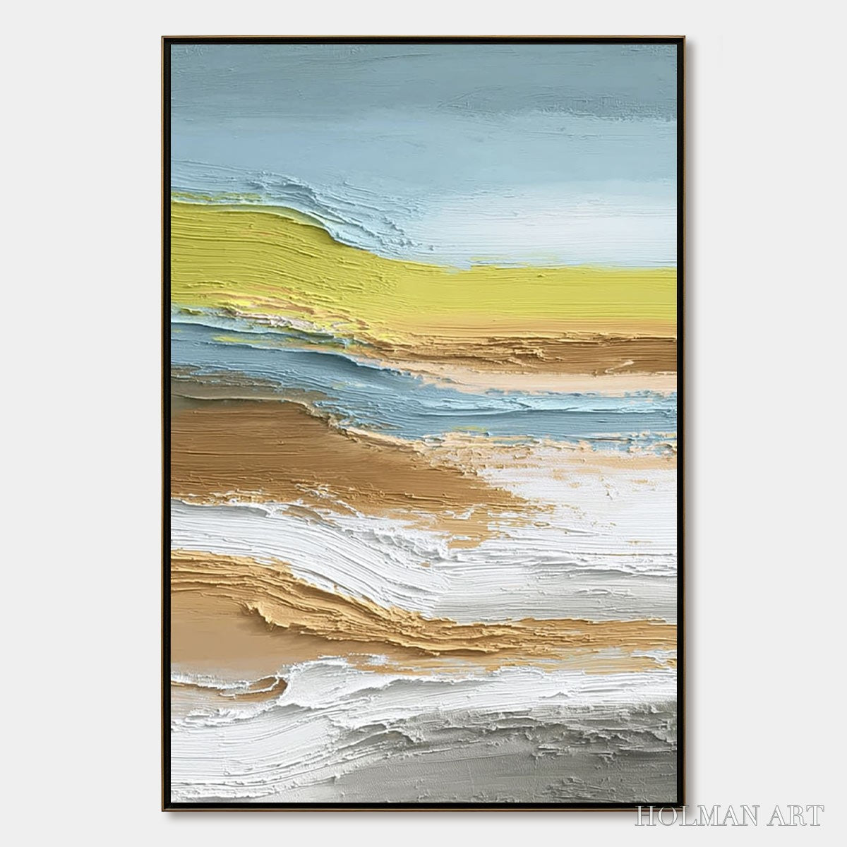 HOLMAN ART Coastal Drift – Vertical Textured Abstract Coastal Landscape Painting - image 1