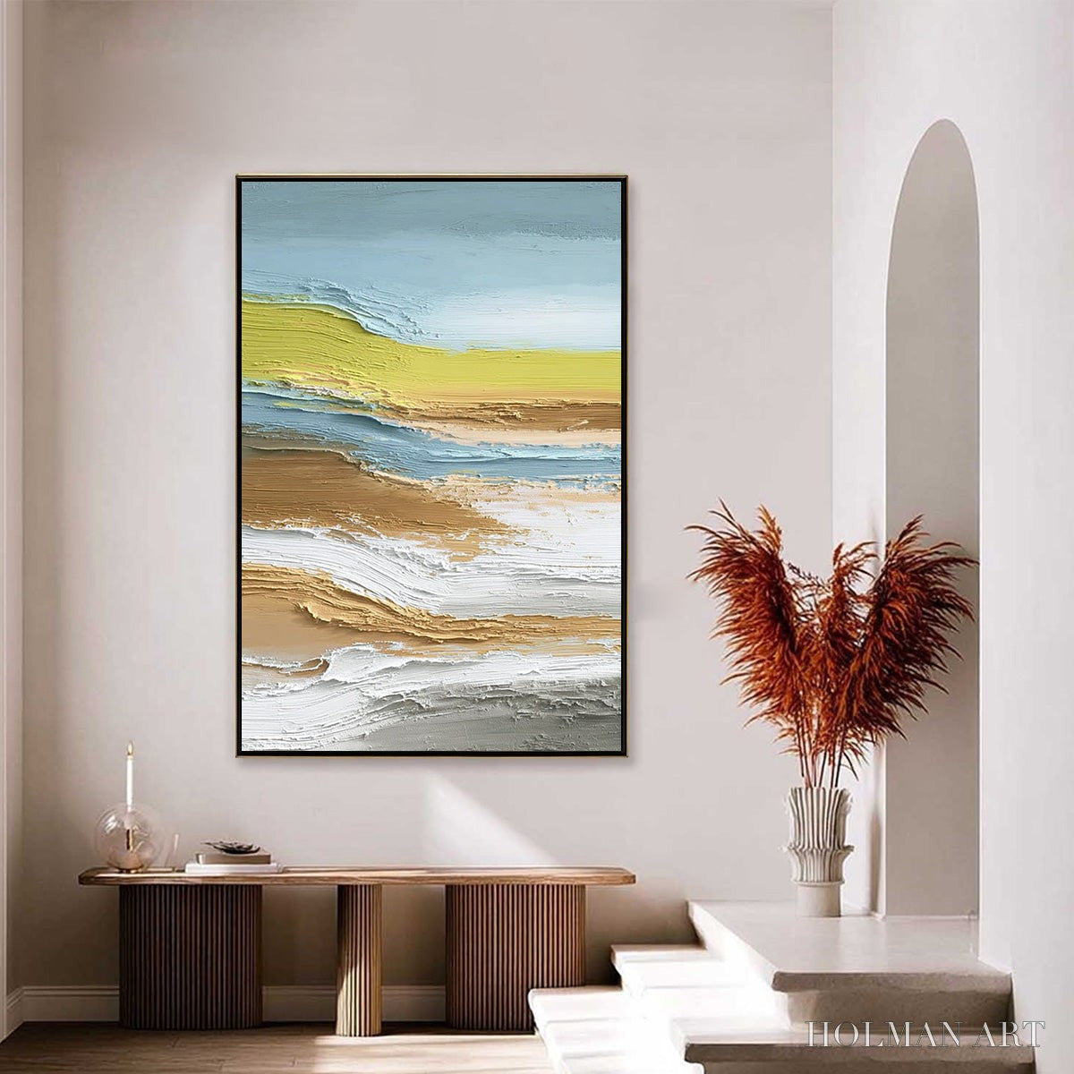 HOLMAN ART Coastal Drift – Vertical Textured Abstract Coastal Landscape Painting - image 4