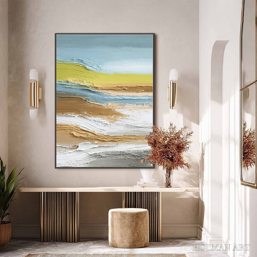 HOLMAN ART Coastal Drift – Vertical Textured Abstract Coastal Landscape Painting - image 6