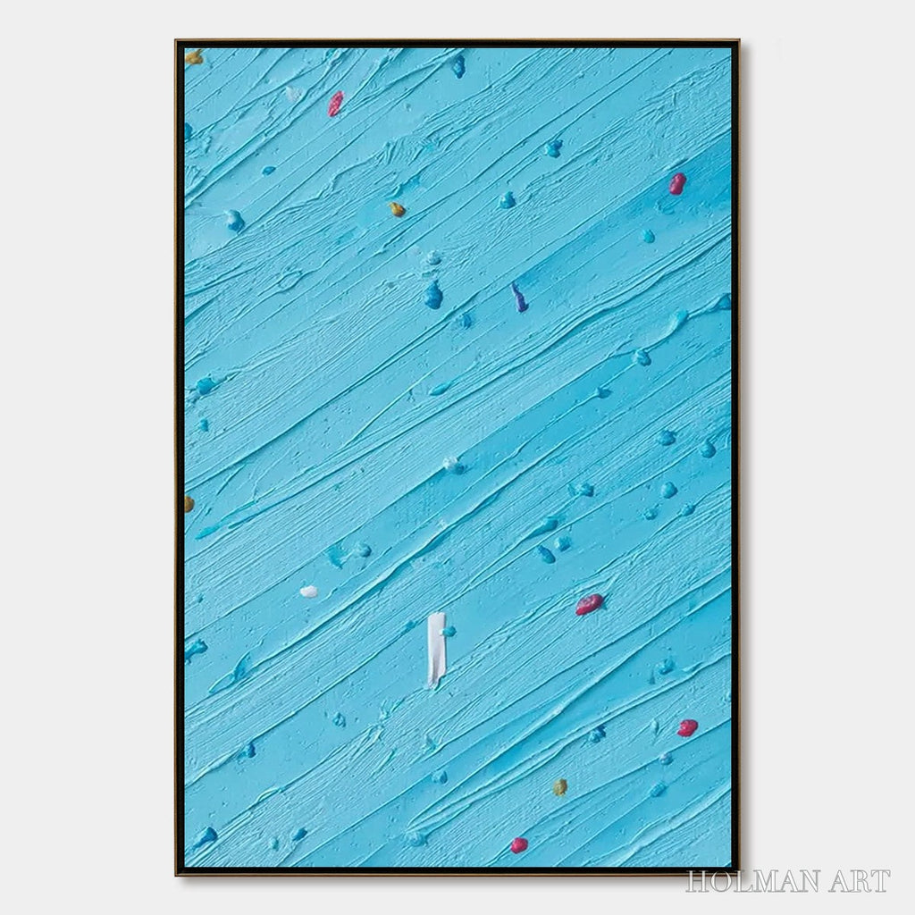 HOLMAN ART Candy Rain – Playful Blue Textured Abstract Impasto - image 1