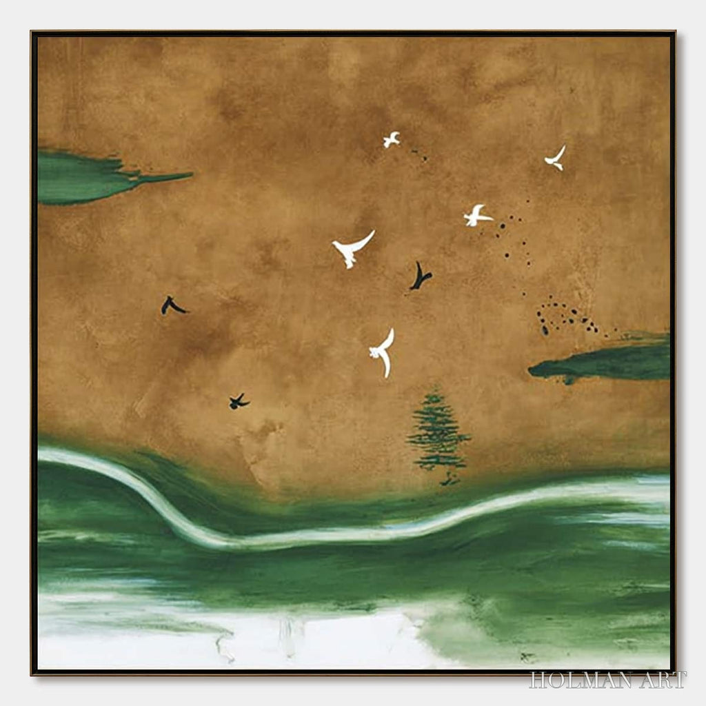 HOLMAN ART Sojourn – Minimalist Wabi-Sabi Landscape with Birds - image 1