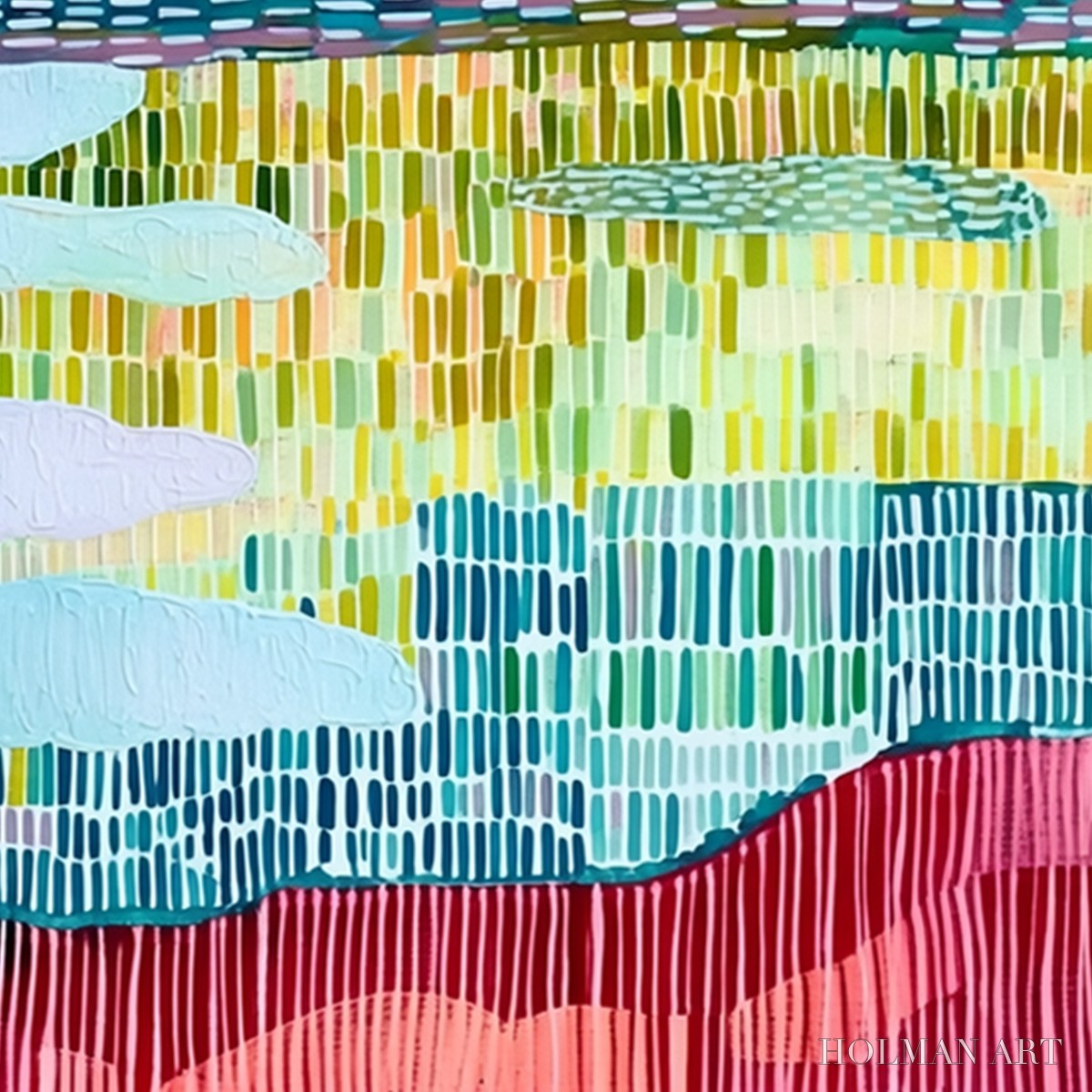 HOLMAN ART Pixelated Dawn – Colorful Textured Abstract Landscape - image 3