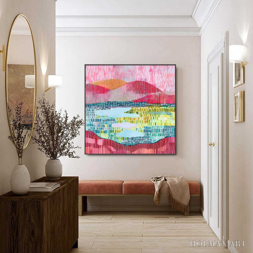 HOLMAN ART Pixelated Dawn – Colorful Textured Abstract Landscape - image 6