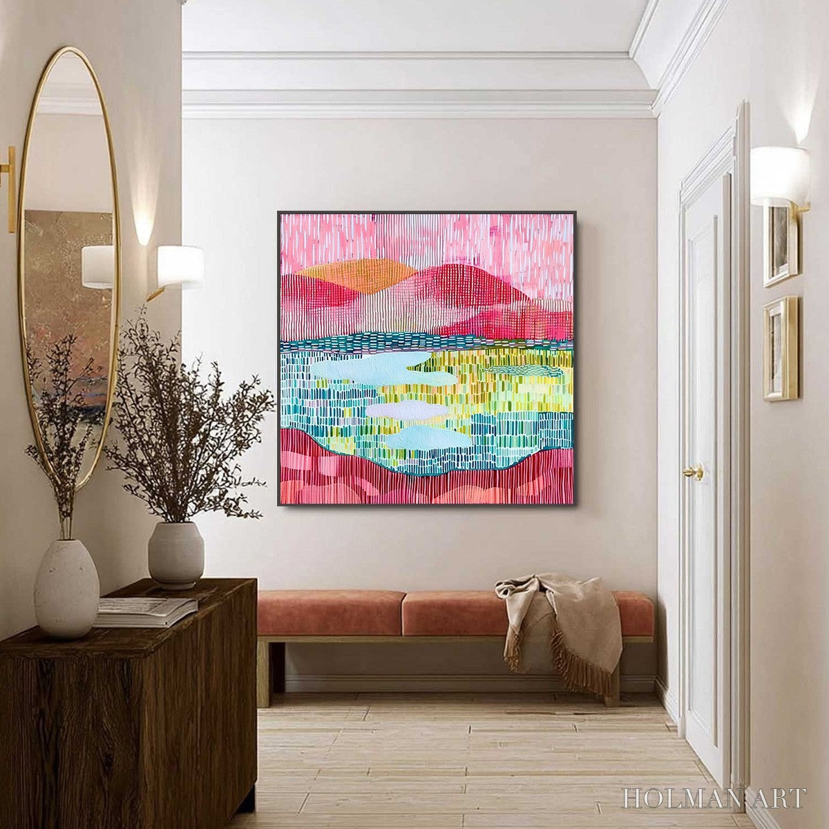 HOLMAN ART Pixelated Dawn – Colorful Textured Abstract Landscape - image 6
