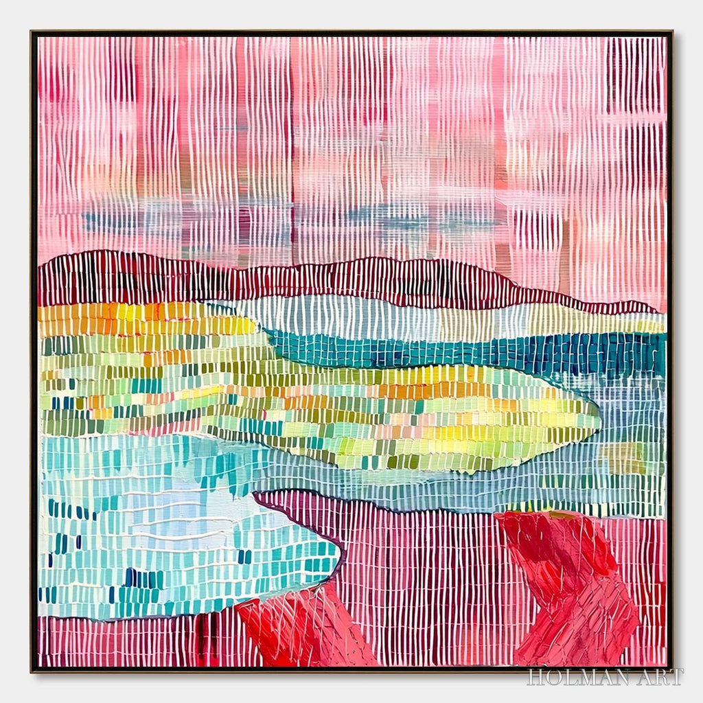 HOLMAN ART Woven Horizon – Vibrant Textured Abstract Landscape Painting - image 1