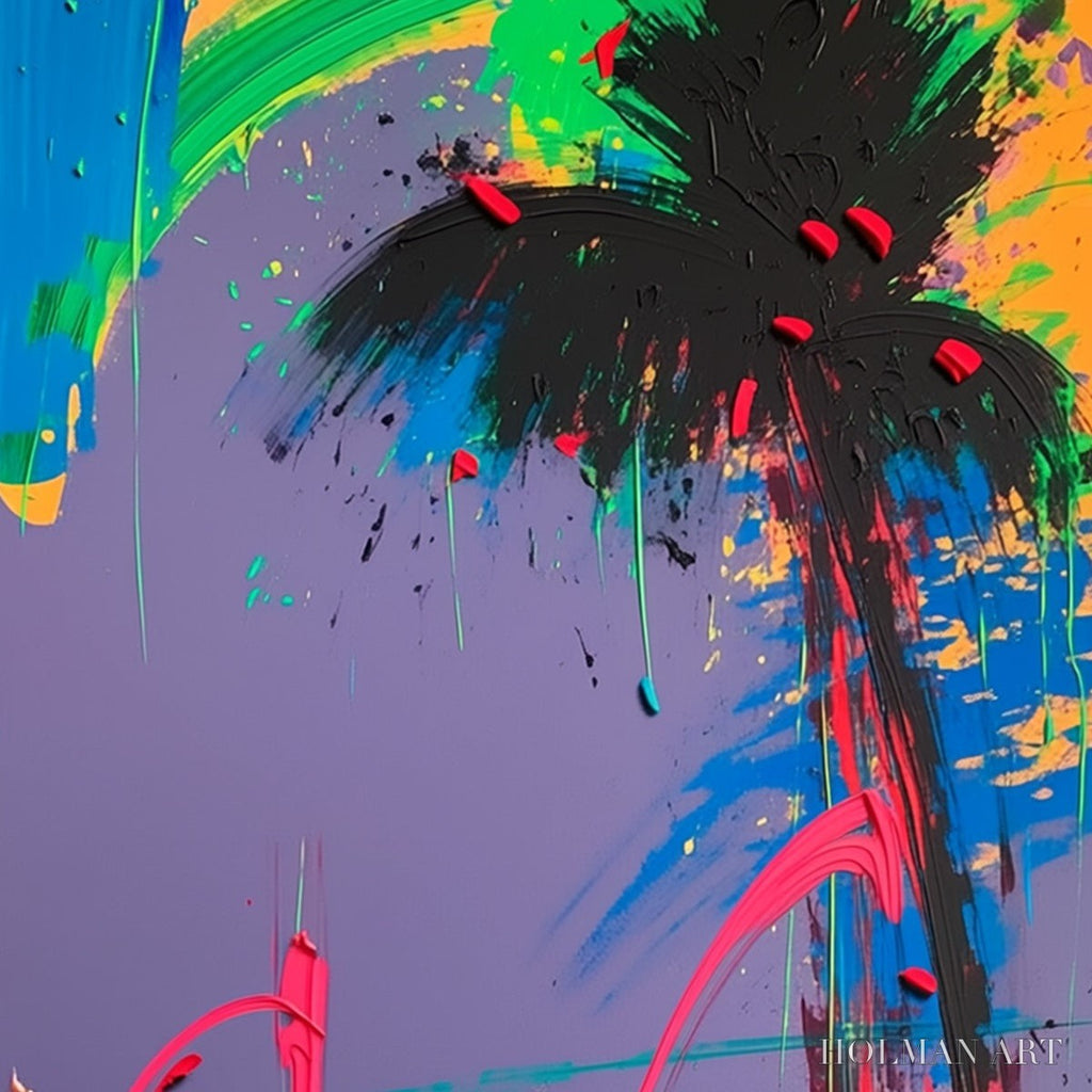 HOLMAN ART Vice City – Vibrant Abstract Impasto Painting of a Night Drive - image 3