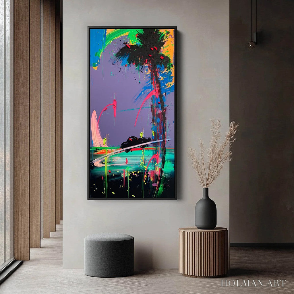 HOLMAN ART Vice City – Vibrant Abstract Impasto Painting of a Night Drive - image 4