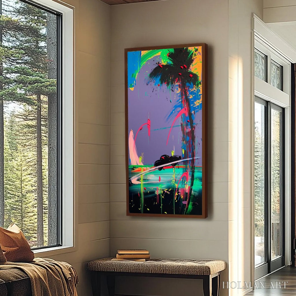 HOLMAN ART Vice City – Vibrant Abstract Impasto Painting of a Night Drive - image 6