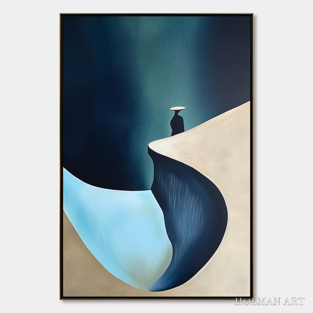 HOLMAN ART Solitude'S Edge – Minimalist Abstract Landscape with Figure Painting - image 1