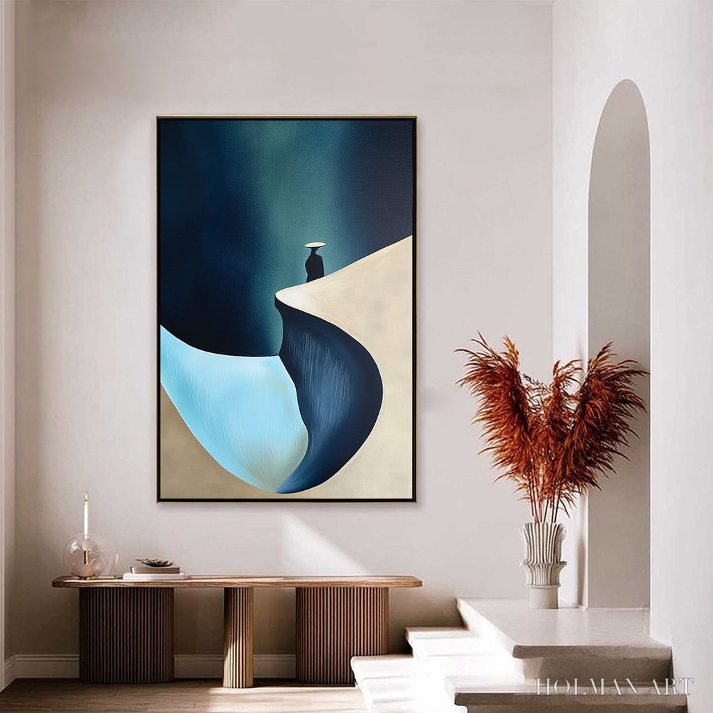HOLMAN ART Solitude'S Edge – Minimalist Abstract Landscape with Figure Painting - image 4