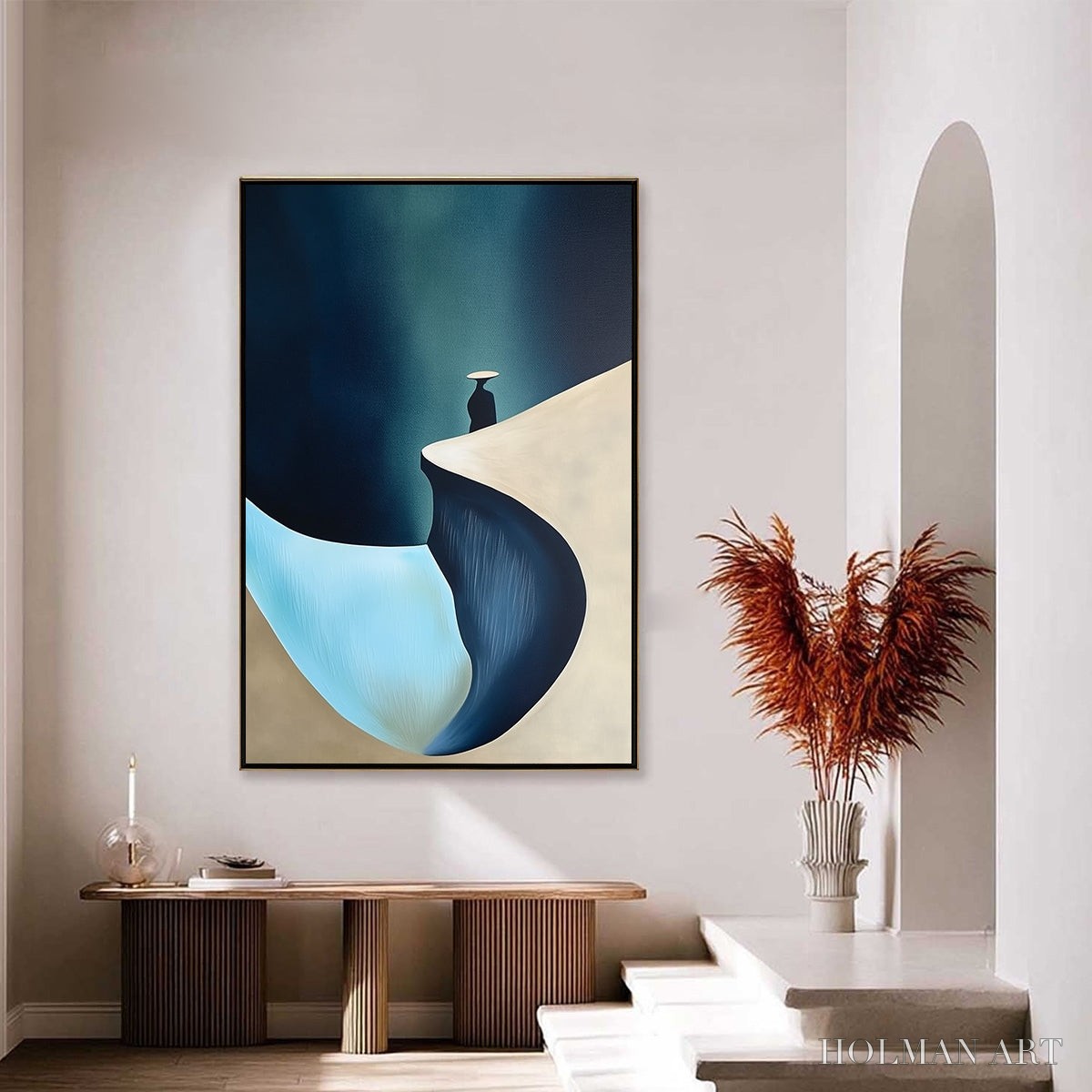 HOLMAN ART Solitude'S Edge – Minimalist Abstract Landscape with Figure Painting - image 4