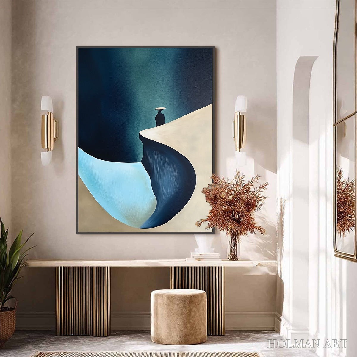 HOLMAN ART Solitude'S Edge – Minimalist Abstract Landscape with Figure Painting - image 6