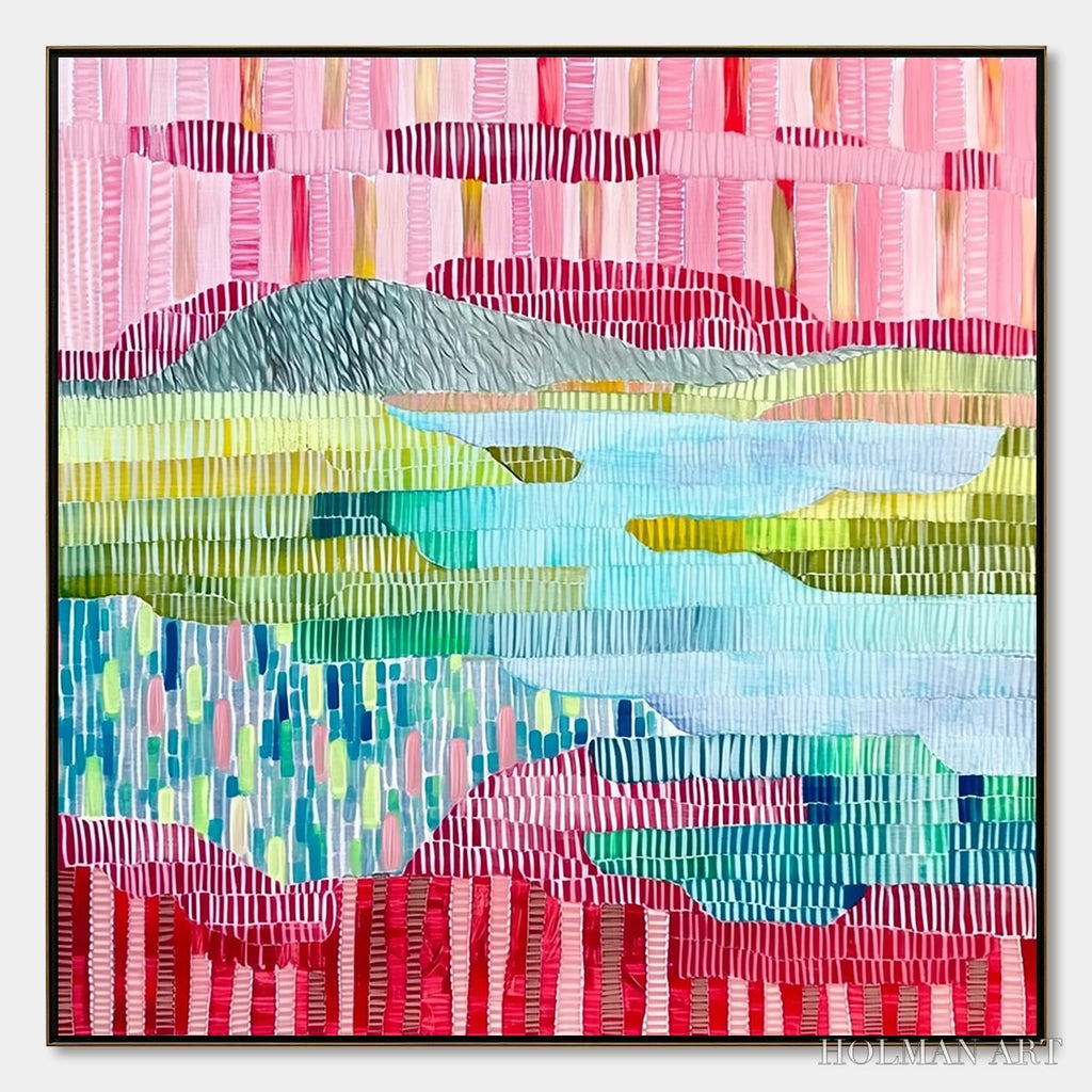 HOLMAN ART Chromatic Weave – Colorful Abstract Textured Landscape Painting - image 1