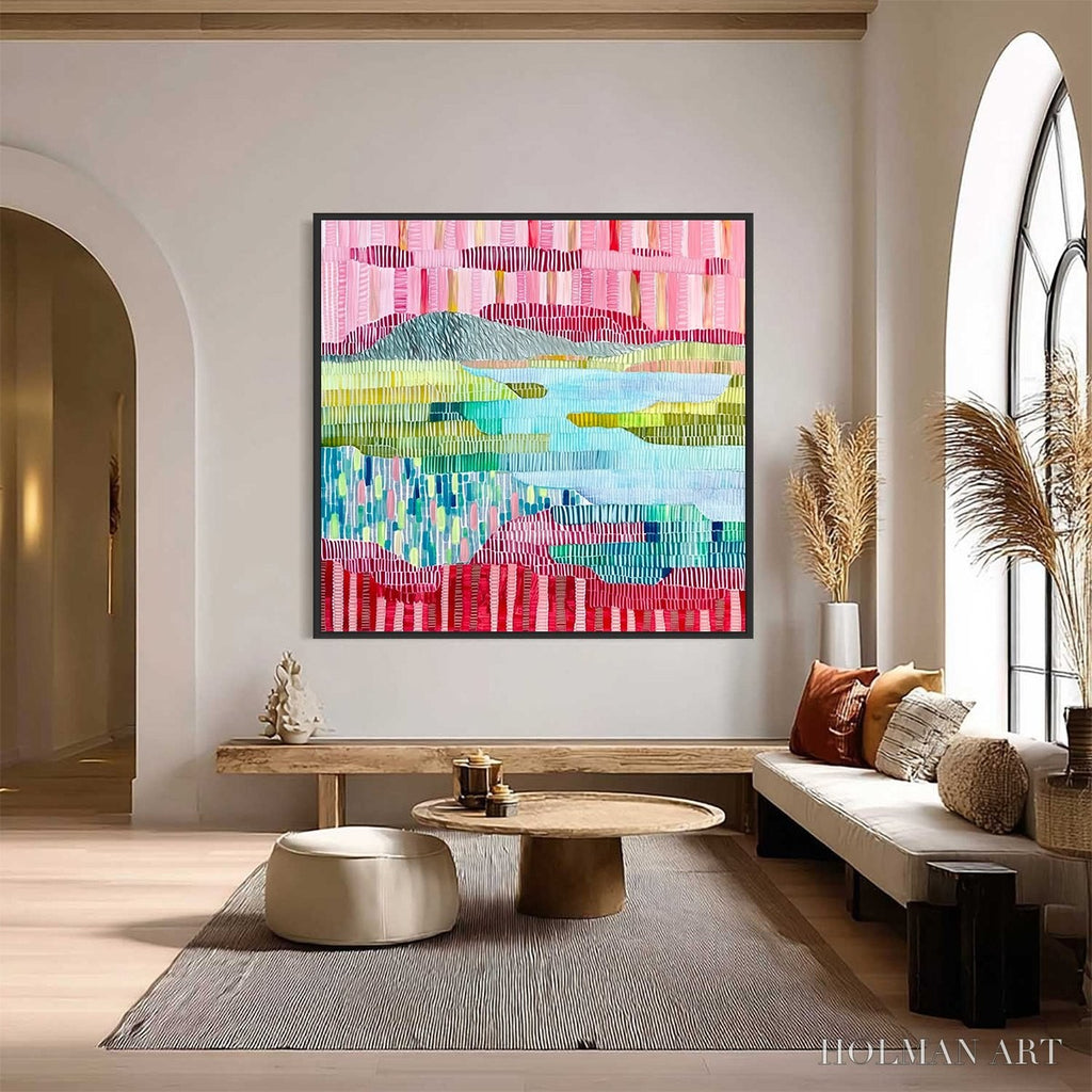 HOLMAN ART Chromatic Weave – Colorful Abstract Textured Landscape Painting - image 2