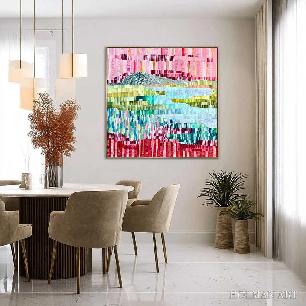 HOLMAN ART Chromatic Weave – Colorful Abstract Textured Landscape Painting - image 4