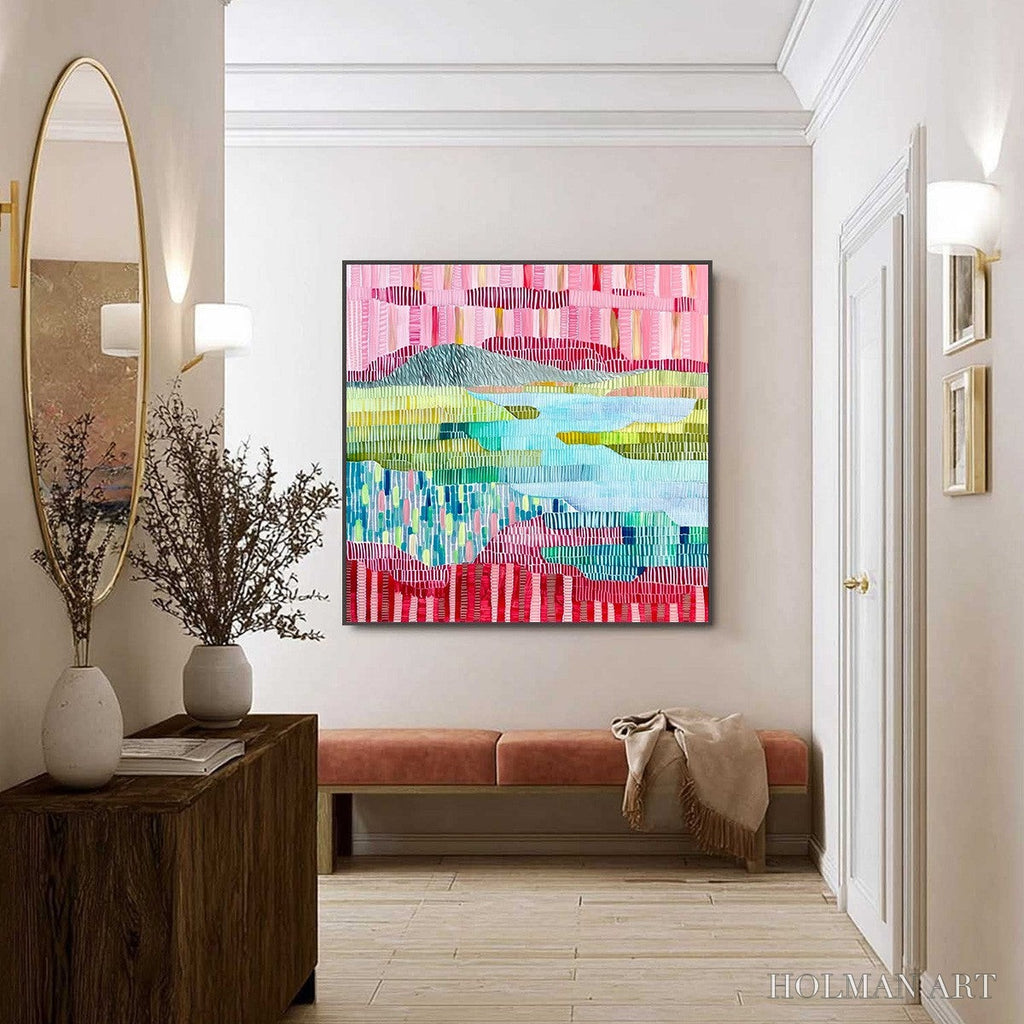 HOLMAN ART Chromatic Weave – Colorful Abstract Textured Landscape Painting - image 6