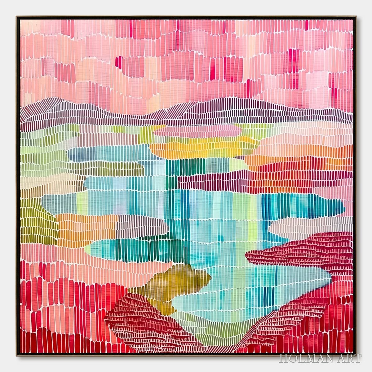 HOLMAN ART Mosaic Sunrise – Colorful Textured Abstract Landscape Painting - image 1