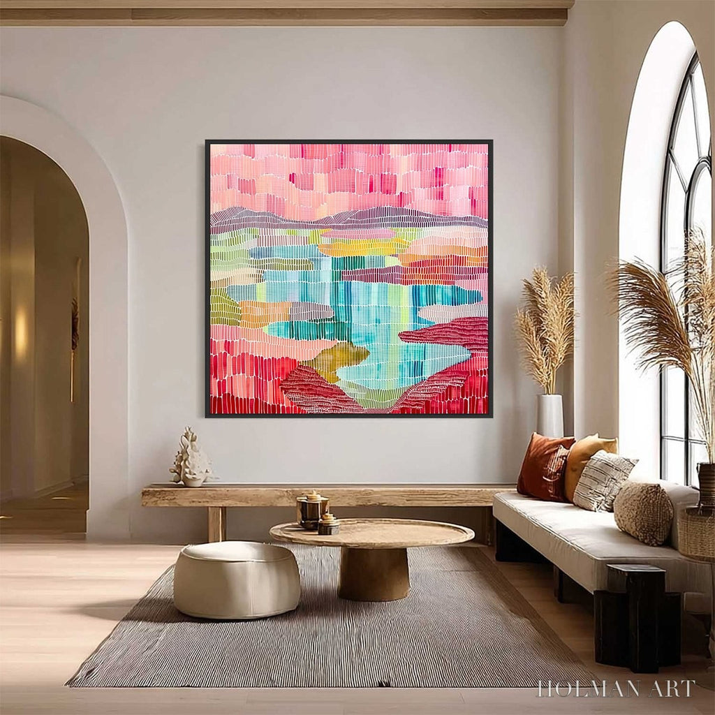 HOLMAN ART Mosaic Sunrise – Colorful Textured Abstract Landscape Painting - image 2