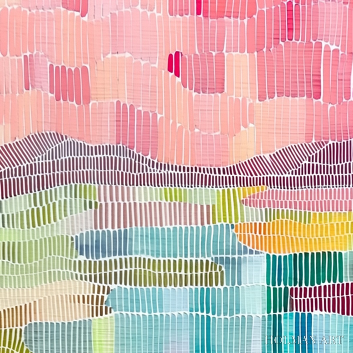 HOLMAN ART Mosaic Sunrise – Colorful Textured Abstract Landscape Painting - image 3
