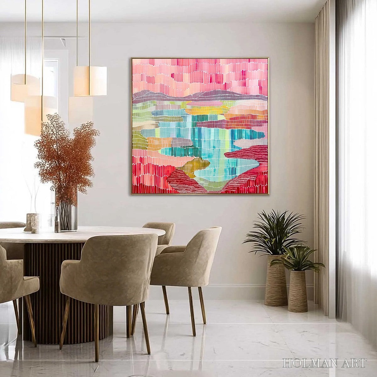 HOLMAN ART Mosaic Sunrise – Colorful Textured Abstract Landscape Painting - image 4
