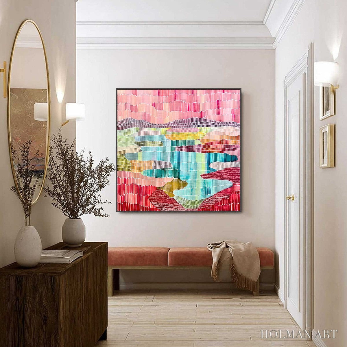 HOLMAN ART Mosaic Sunrise – Colorful Textured Abstract Landscape Painting - image 6