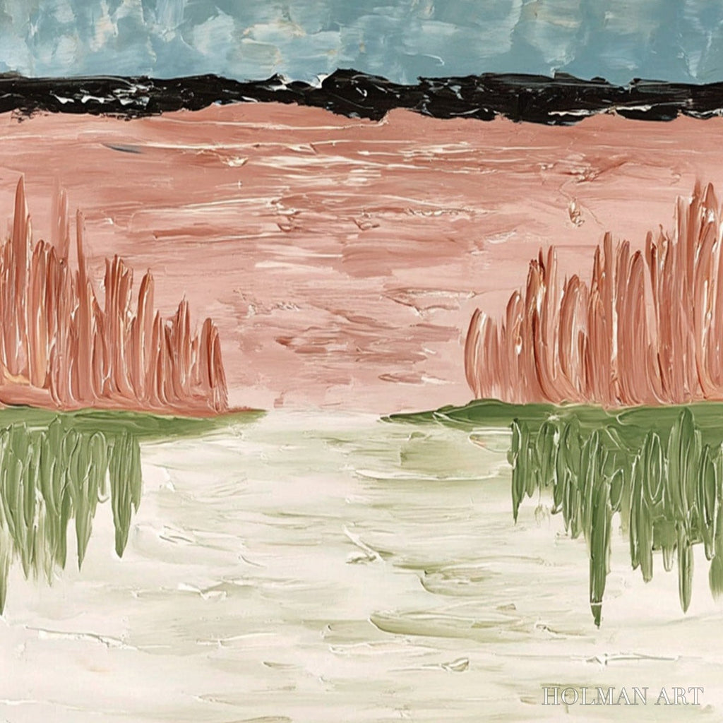 HOLMAN ART Whispers On the Water – Textured Abstract Vertical Landscape Painting - image 5