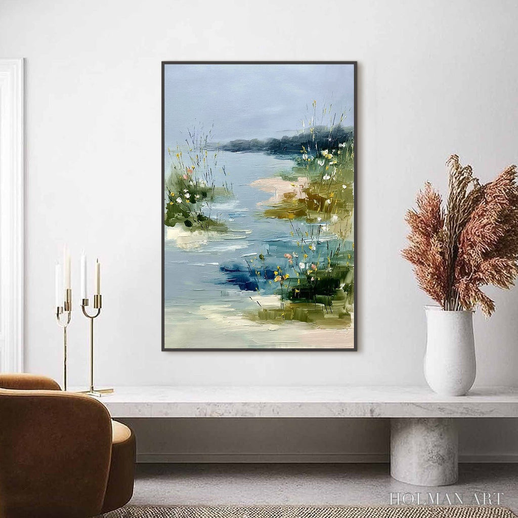 HOLMAN ART Whispers of the Marsh – Textured Wabi Sabi Style Vertical Landscape Painting - image 2