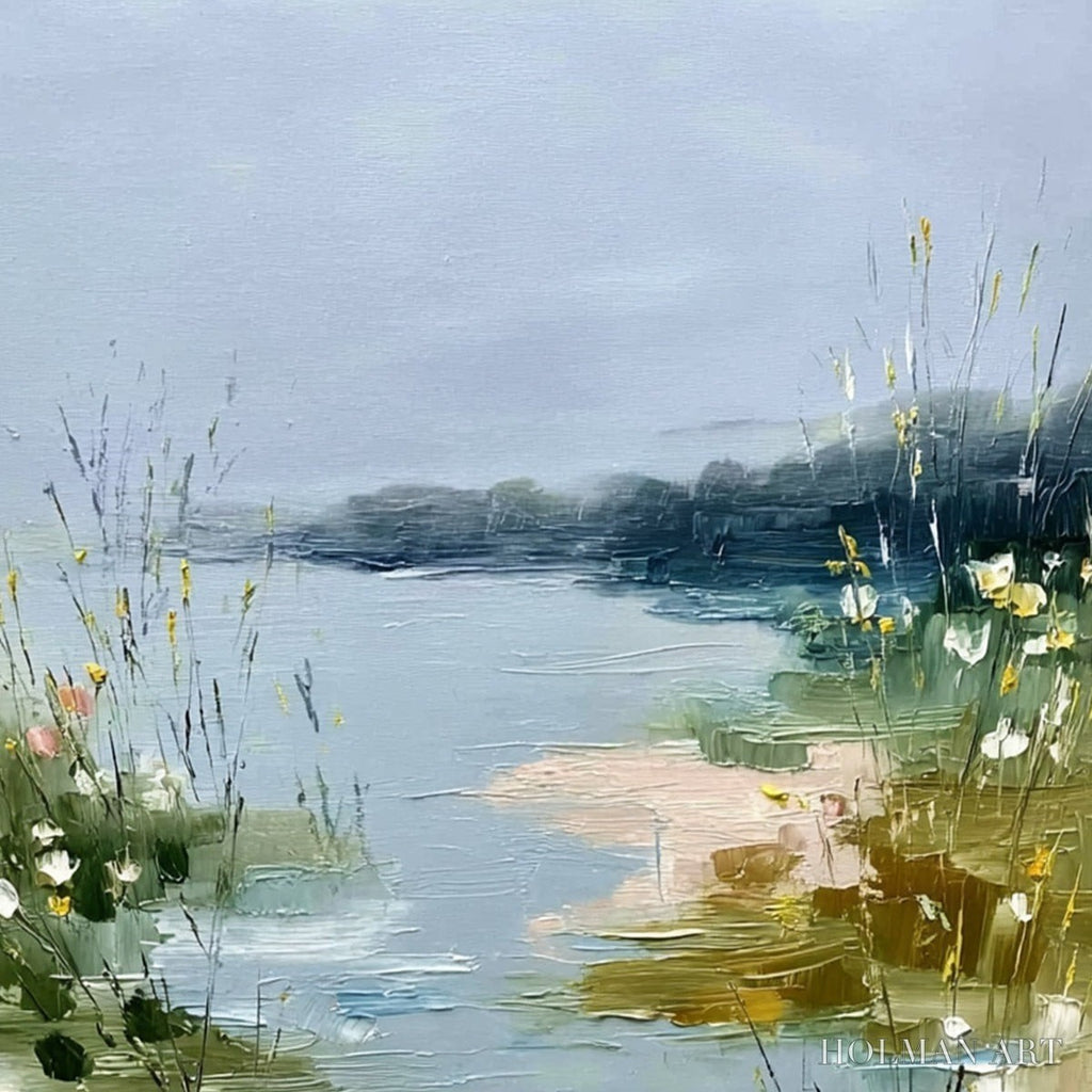 HOLMAN ART Whispers of the Marsh – Textured Wabi Sabi Style Vertical Landscape Painting - image 3