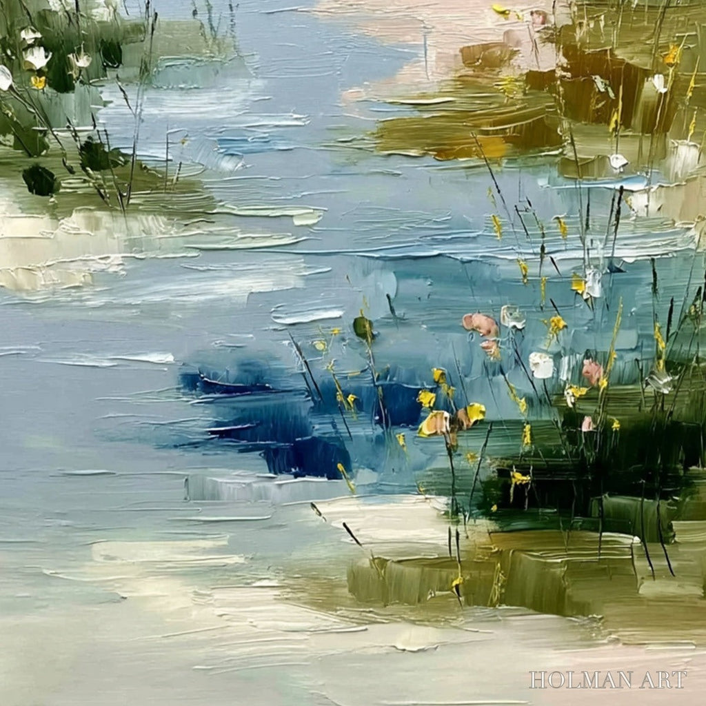 HOLMAN ART Whispers of the Marsh – Textured Wabi Sabi Style Vertical Landscape Painting - image 5