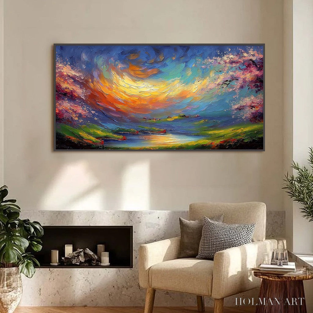 HOLMAN ART Celestial Embrace – Heavily Textured Impasto Landscape Painting of a Vibrant Sunset - image 2