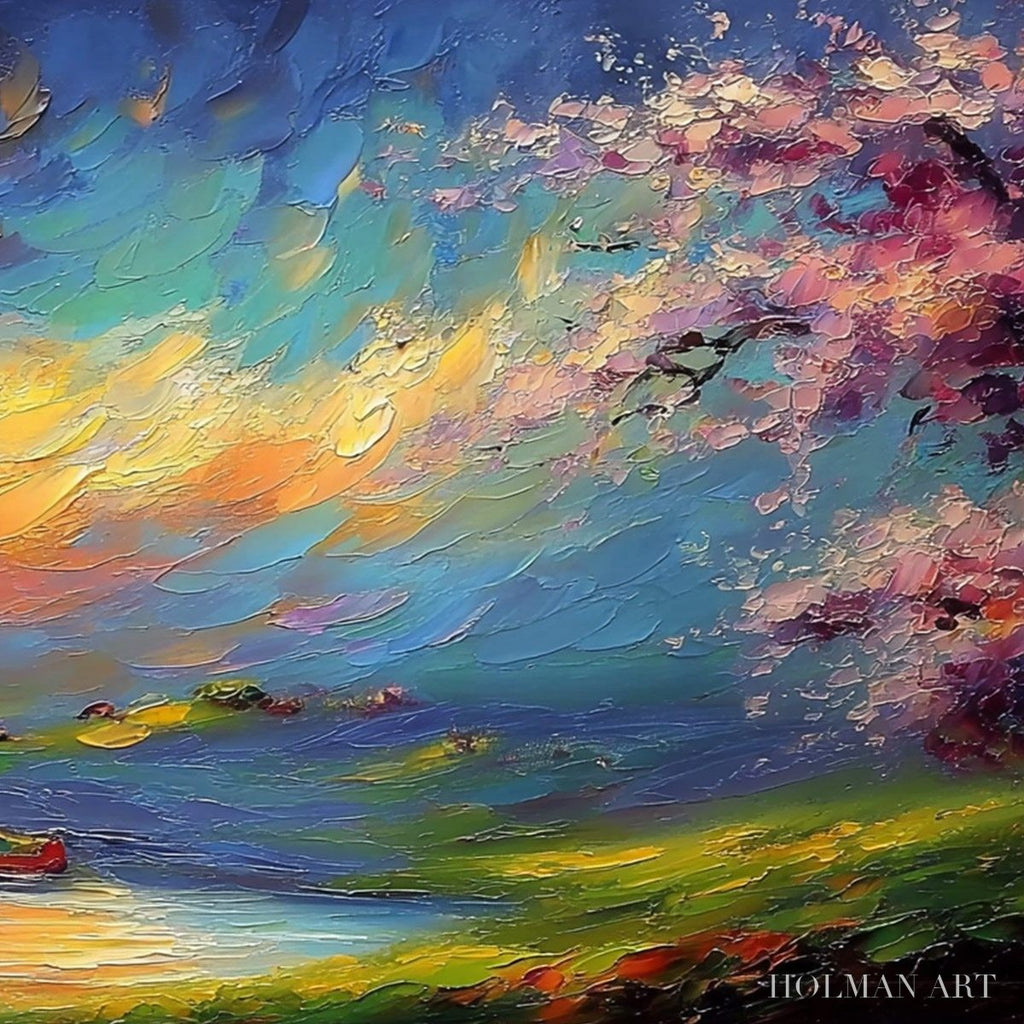 HOLMAN ART Celestial Embrace – Heavily Textured Impasto Landscape Painting of a Vibrant Sunset - image 5