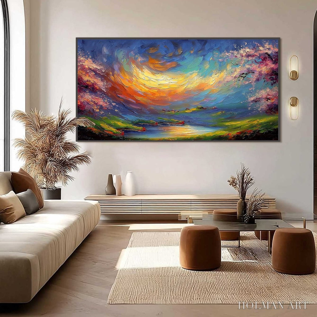 HOLMAN ART Celestial Embrace – Heavily Textured Impasto Landscape Painting of a Vibrant Sunset - image 6