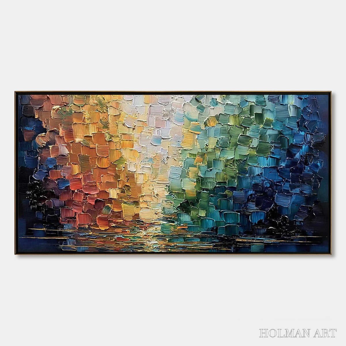 HOLMAN ART Chromatic Reflections – Heavy Texture Abstract Palette Knife Oil Painting - image 1