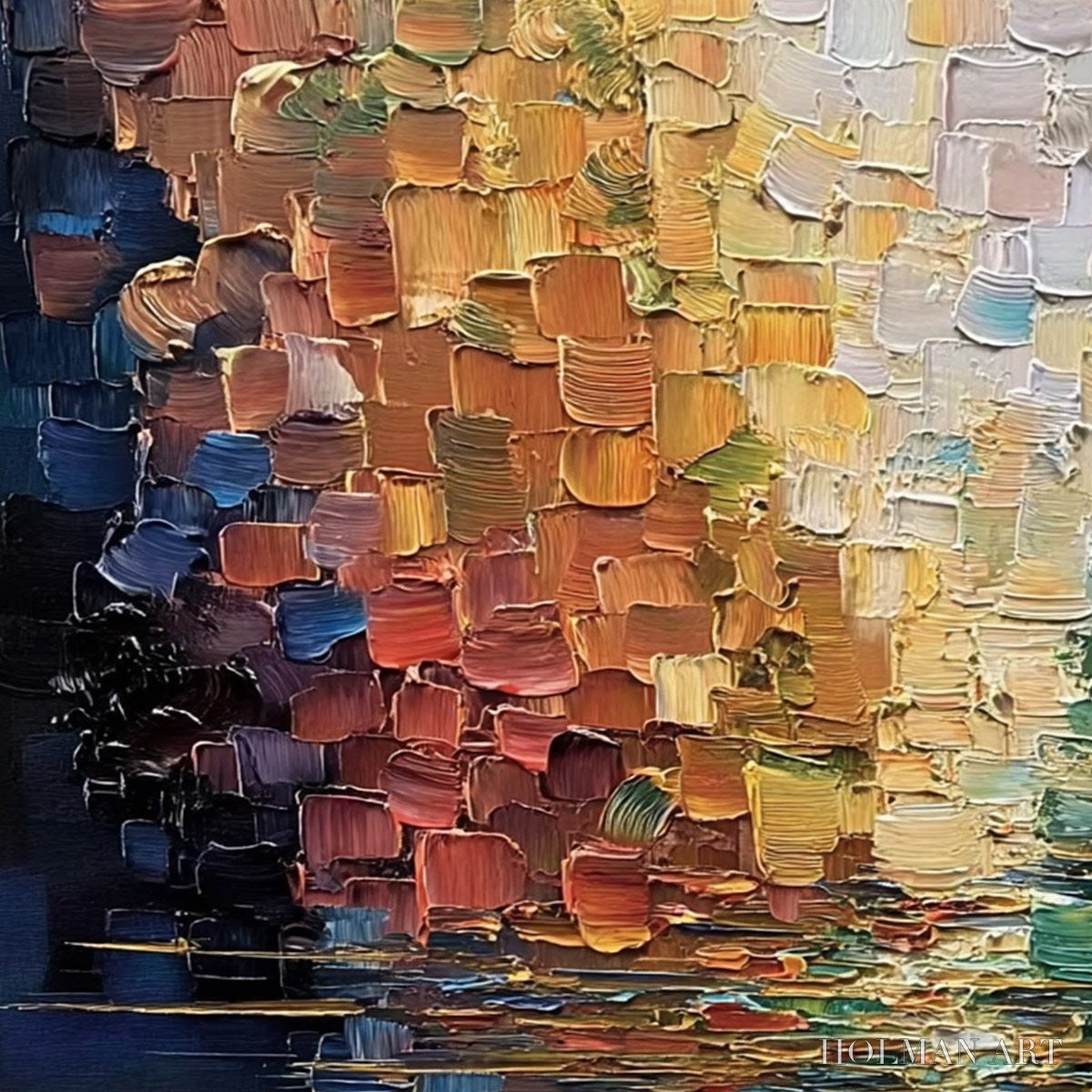 HOLMAN ART Chromatic Reflections – Heavy Texture Abstract Palette Knife Oil Painting - image 3