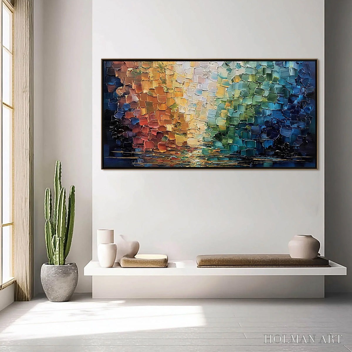 HOLMAN ART Chromatic Reflections – Heavy Texture Abstract Palette Knife Oil Painting - image 4