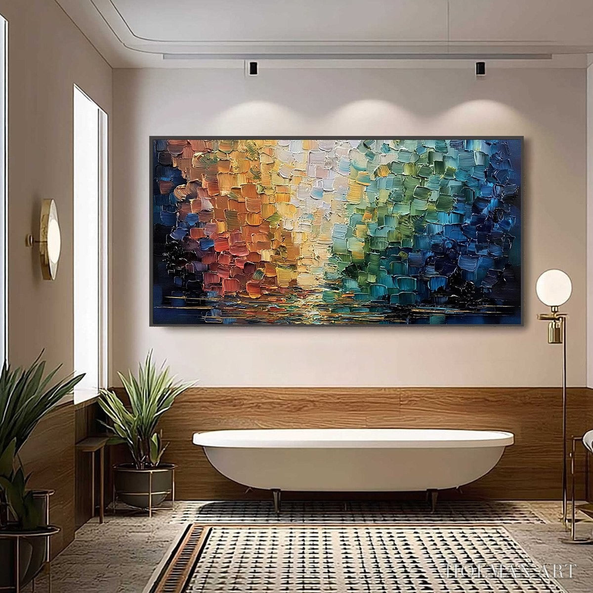 HOLMAN ART Chromatic Reflections – Heavy Texture Abstract Palette Knife Oil Painting - image 6