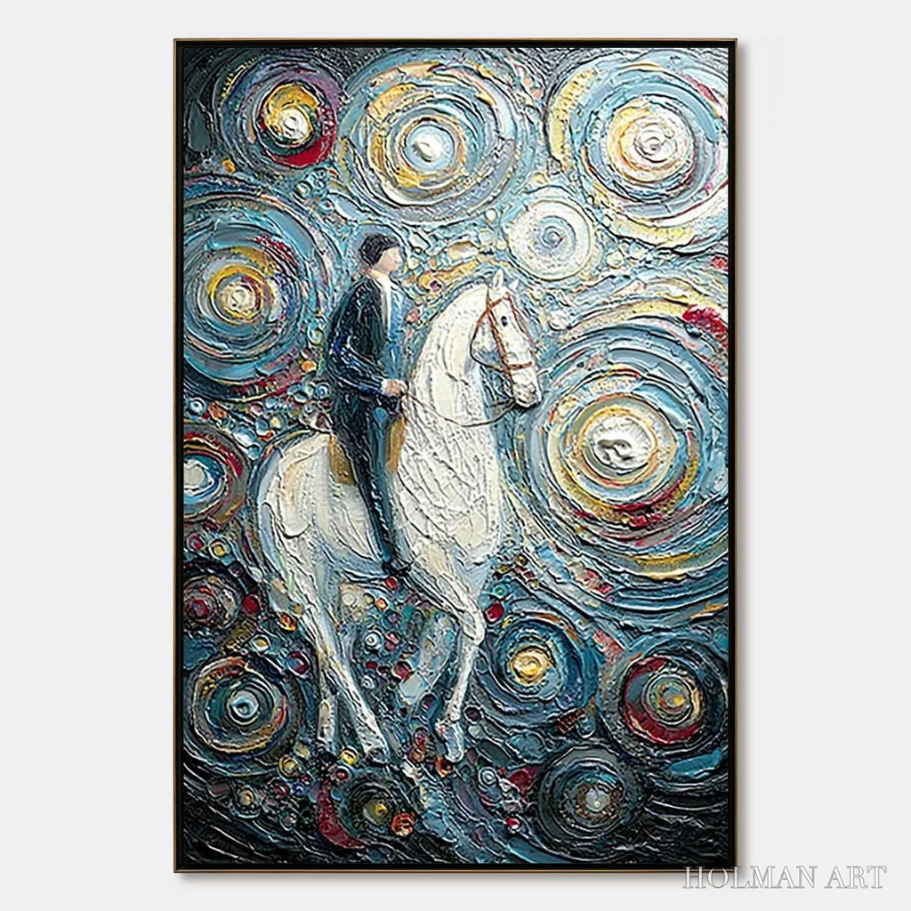 HOLMAN ART Celestial Journey – Textured Impasto Painting of a Rider - image 1