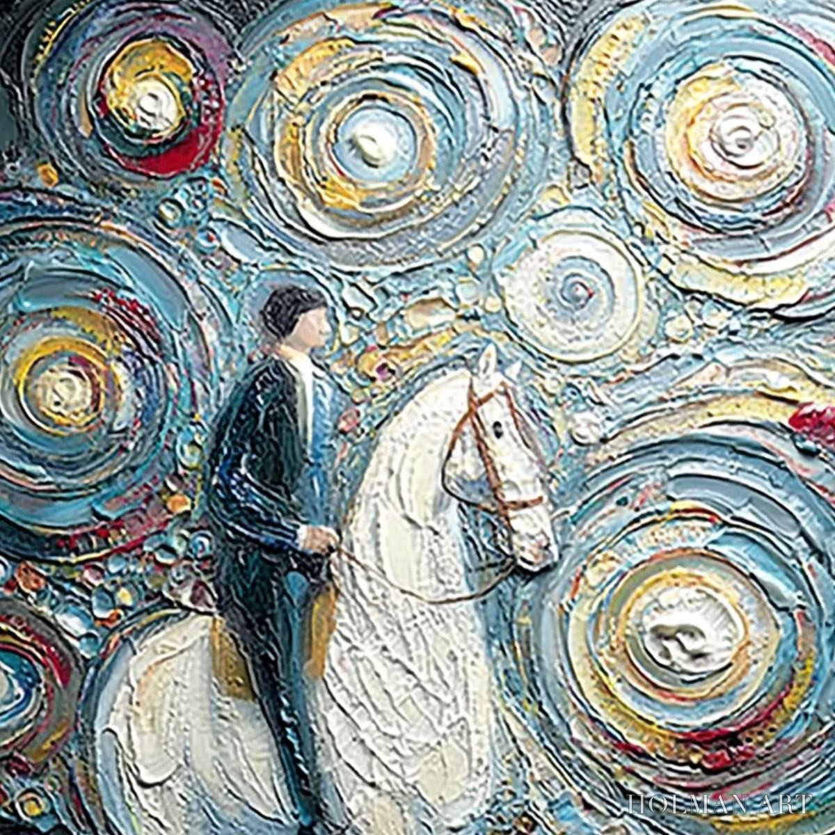 HOLMAN ART Celestial Journey – Textured Impasto Painting of a Rider - image 3