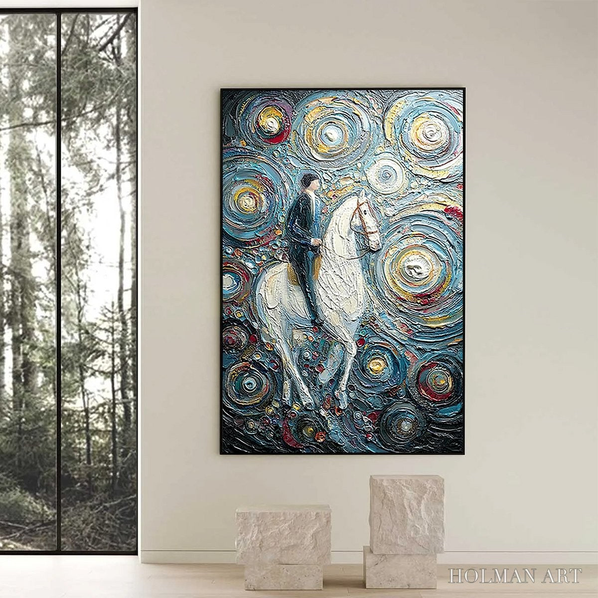 HOLMAN ART Celestial Journey – Textured Impasto Painting of a Rider - image 6