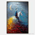 HOLMAN ART Lunar Journey – Textured Figurative Painting of a Rider Under the Moon - image 1
