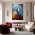 HOLMAN ART Lunar Journey – Textured Figurative Painting of a Rider Under the Moon - image 2