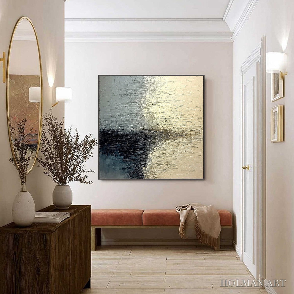 HOLMAN ART Stonehaven – Large Square Wabi Sabi Textured Abstract Painting - image 6