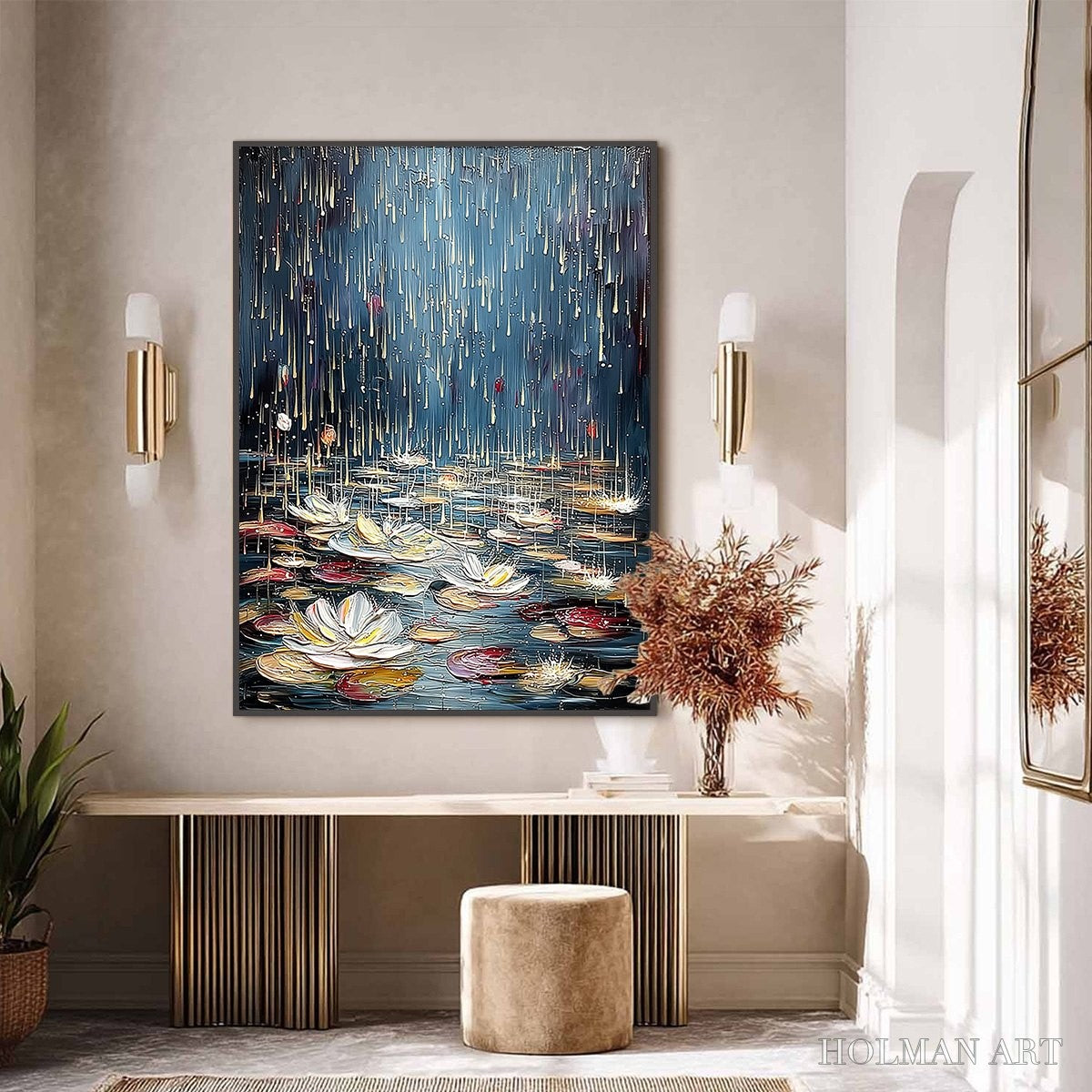 HOLMAN ART Celestial Pond – Textured Impasto Painting of Luminous Water Lilies - image 6