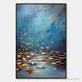 HOLMAN ART Azure Reverie – Textured Impasto Painting of a Lily Pond in the Rain - image 1