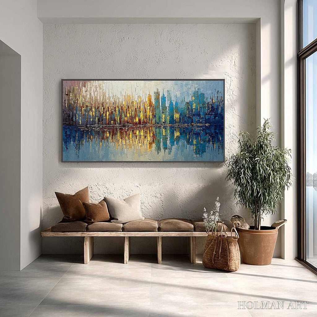 HOLMAN ART Urban Twilight – Textured Palette Knife Abstract Cityscape Painting - image 2