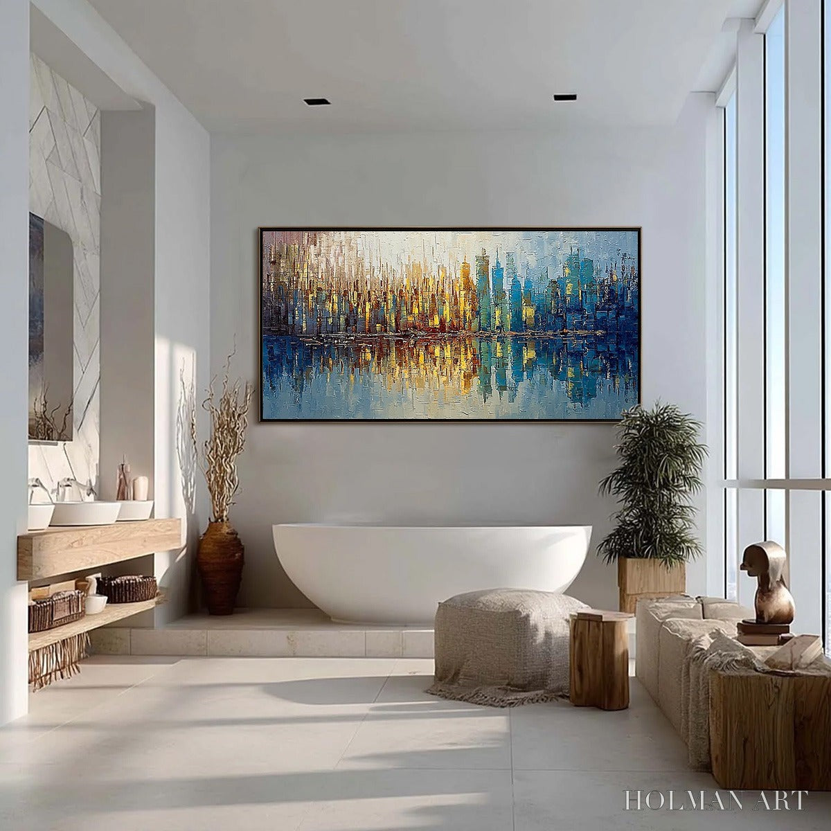 HOLMAN ART Urban Twilight – Textured Palette Knife Abstract Cityscape Painting - image 4