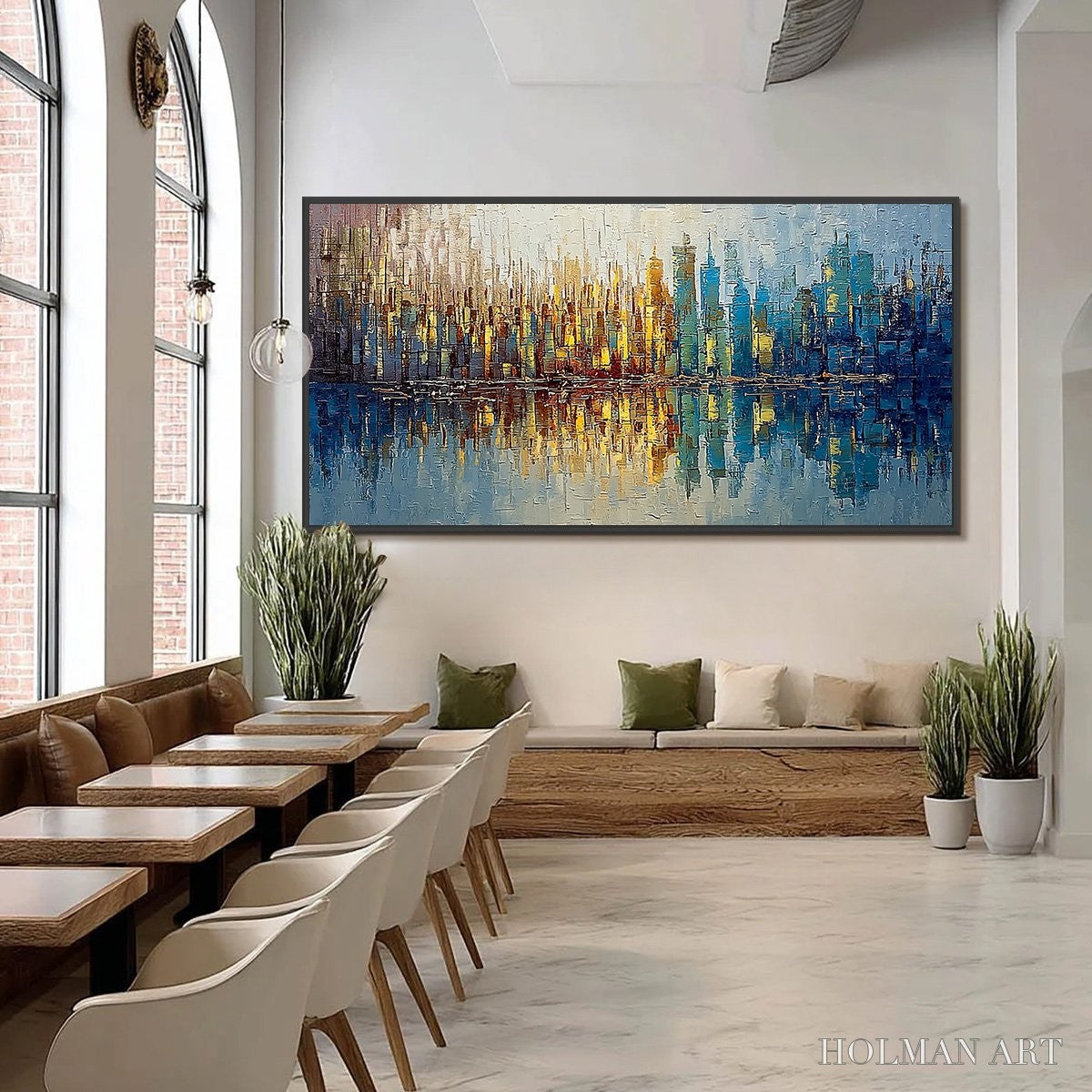 HOLMAN ART Urban Twilight – Textured Palette Knife Abstract Cityscape Painting - image 6