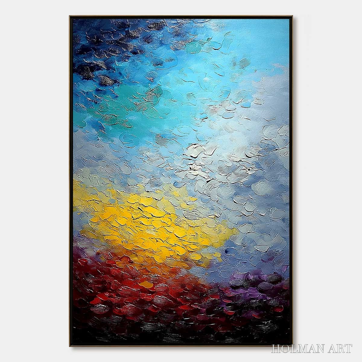HOLMAN ART Chromatic Horizon – Vertical Textured Abstract Landscape Oil Painting - image 1