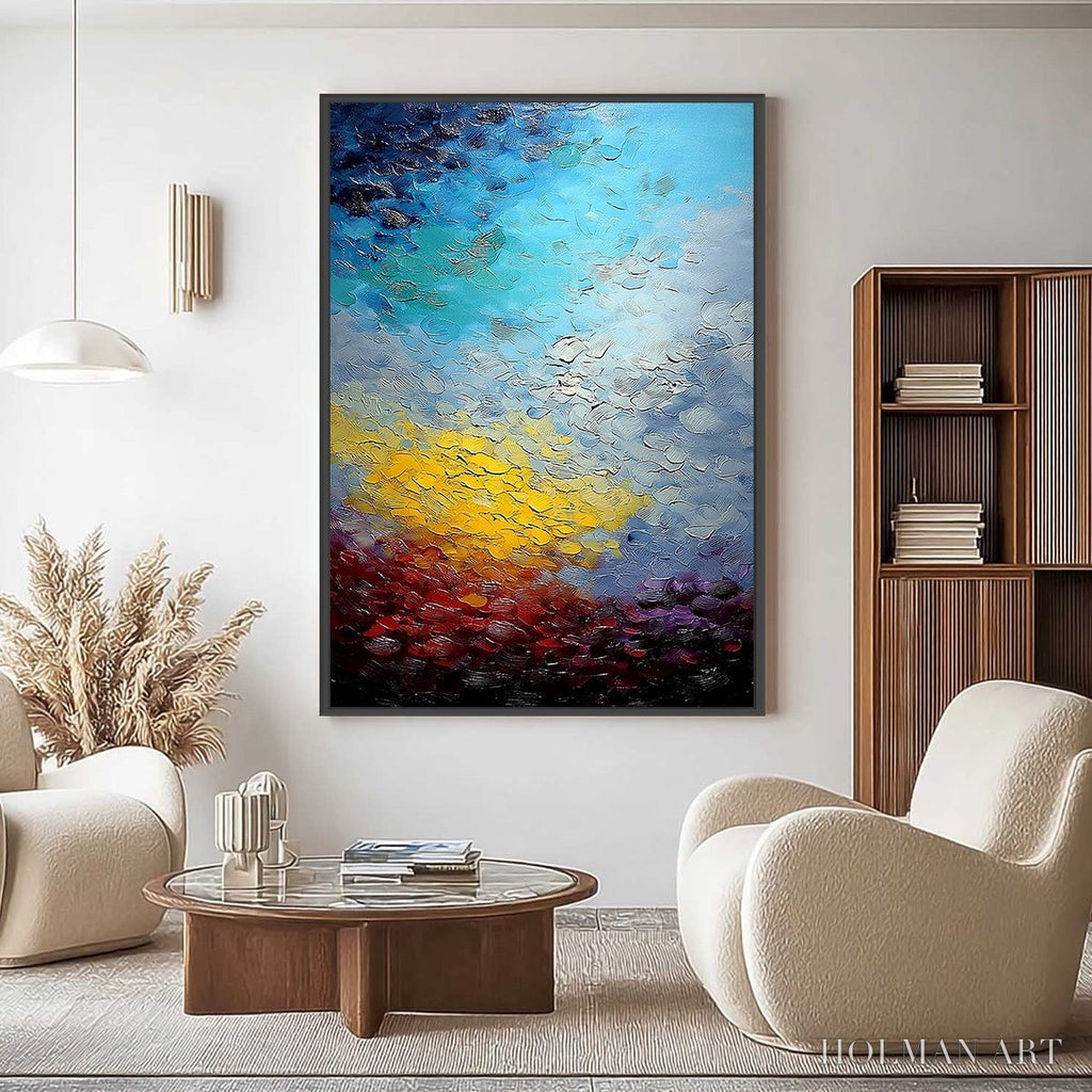 HOLMAN ART Chromatic Horizon – Vertical Textured Abstract Landscape Oil Painting - image 2