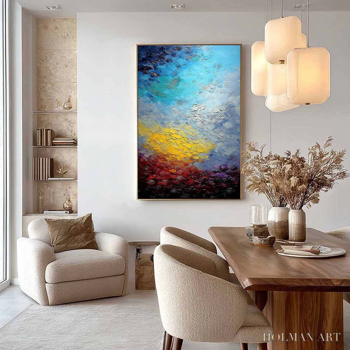 HOLMAN ART Chromatic Horizon – Vertical Textured Abstract Landscape Oil Painting - image 4
